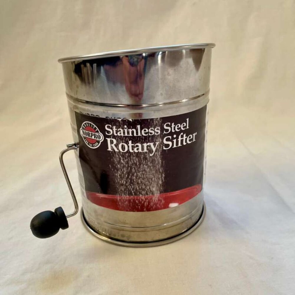 Norpro Stainless Steel 3-Cup Flour Sifter with Rotary Hand Crank – Model 136
